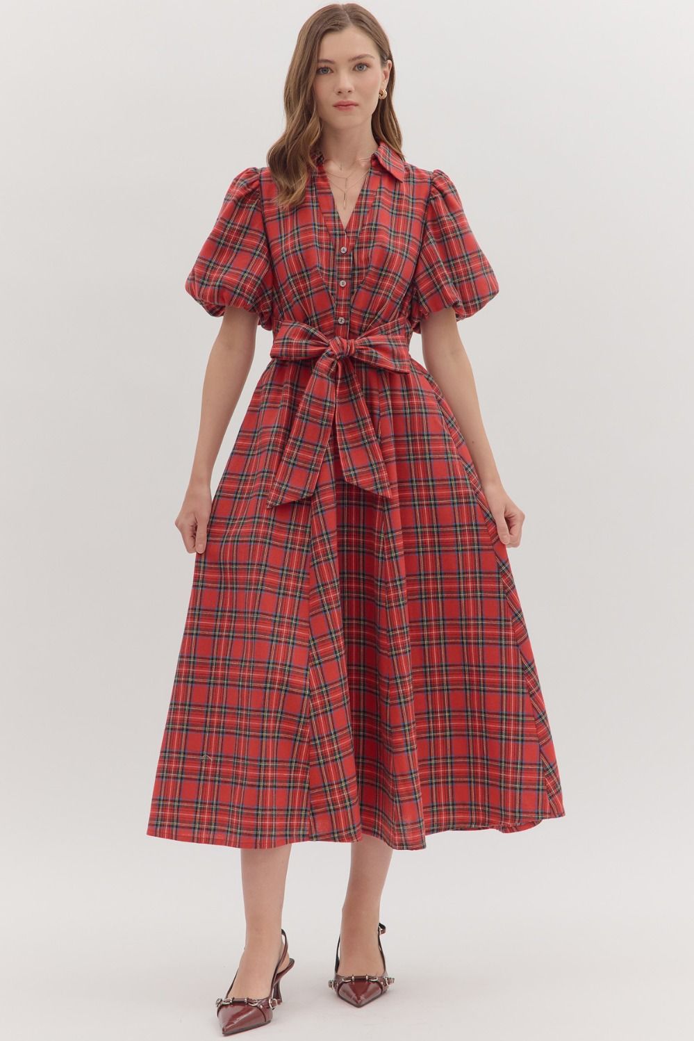Brady Red Plaid Dress