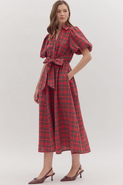 Brady Red Plaid Dress