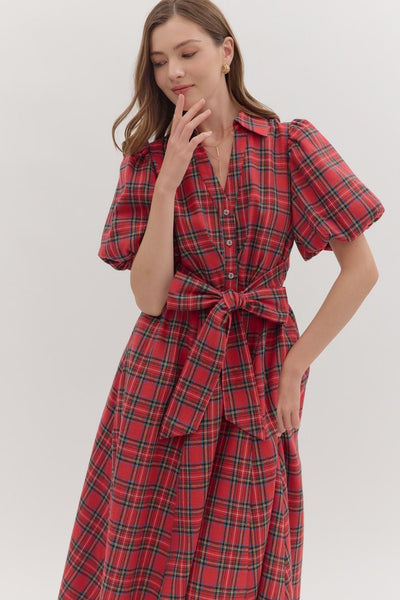 Brady Red Plaid Dress