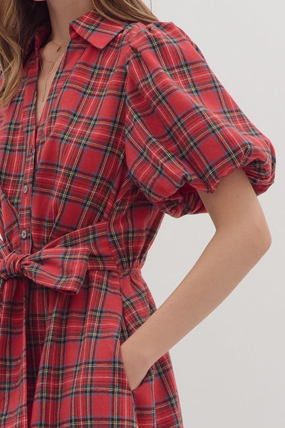 Brady Red Plaid Dress