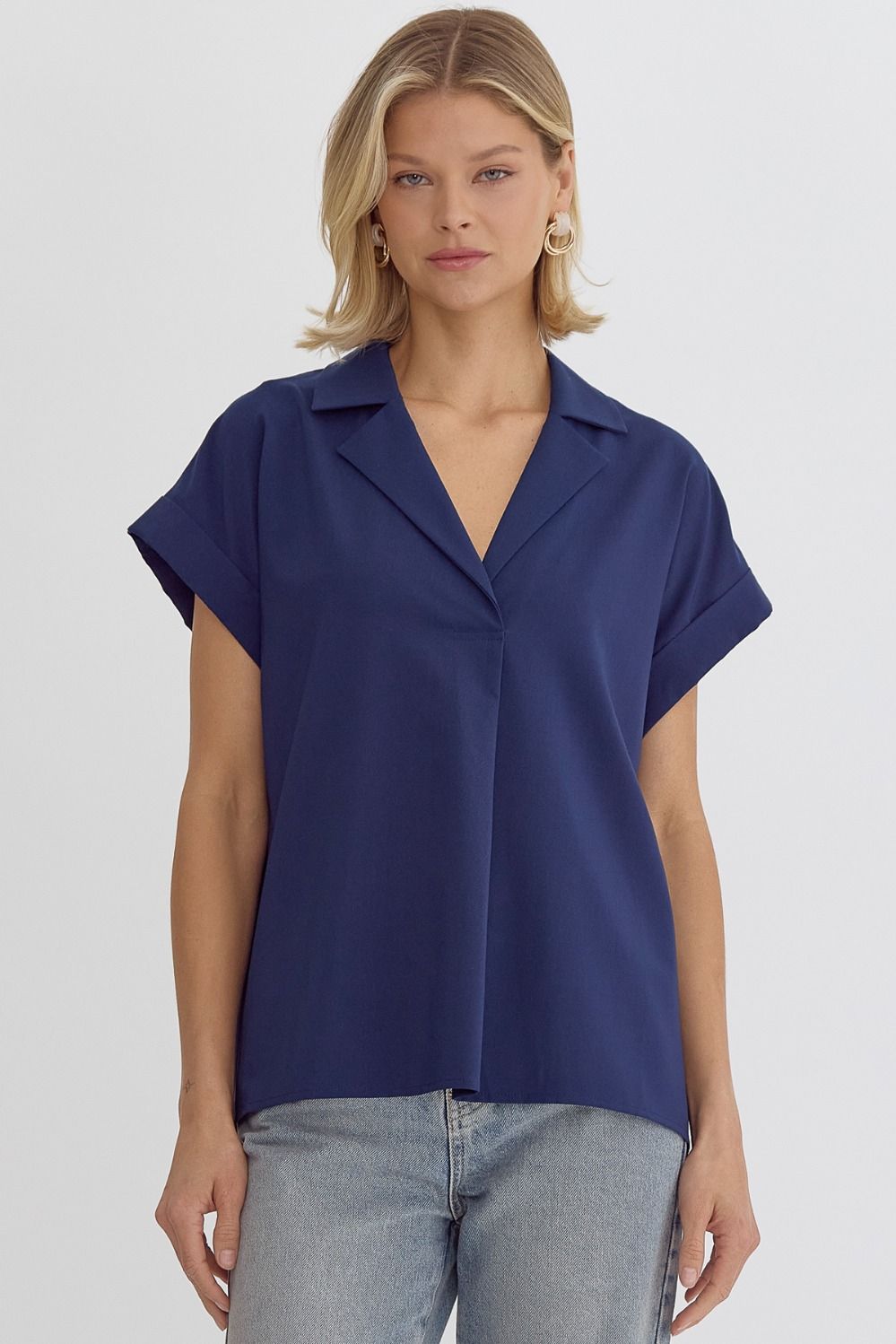 Matty Solid V-Neck Top