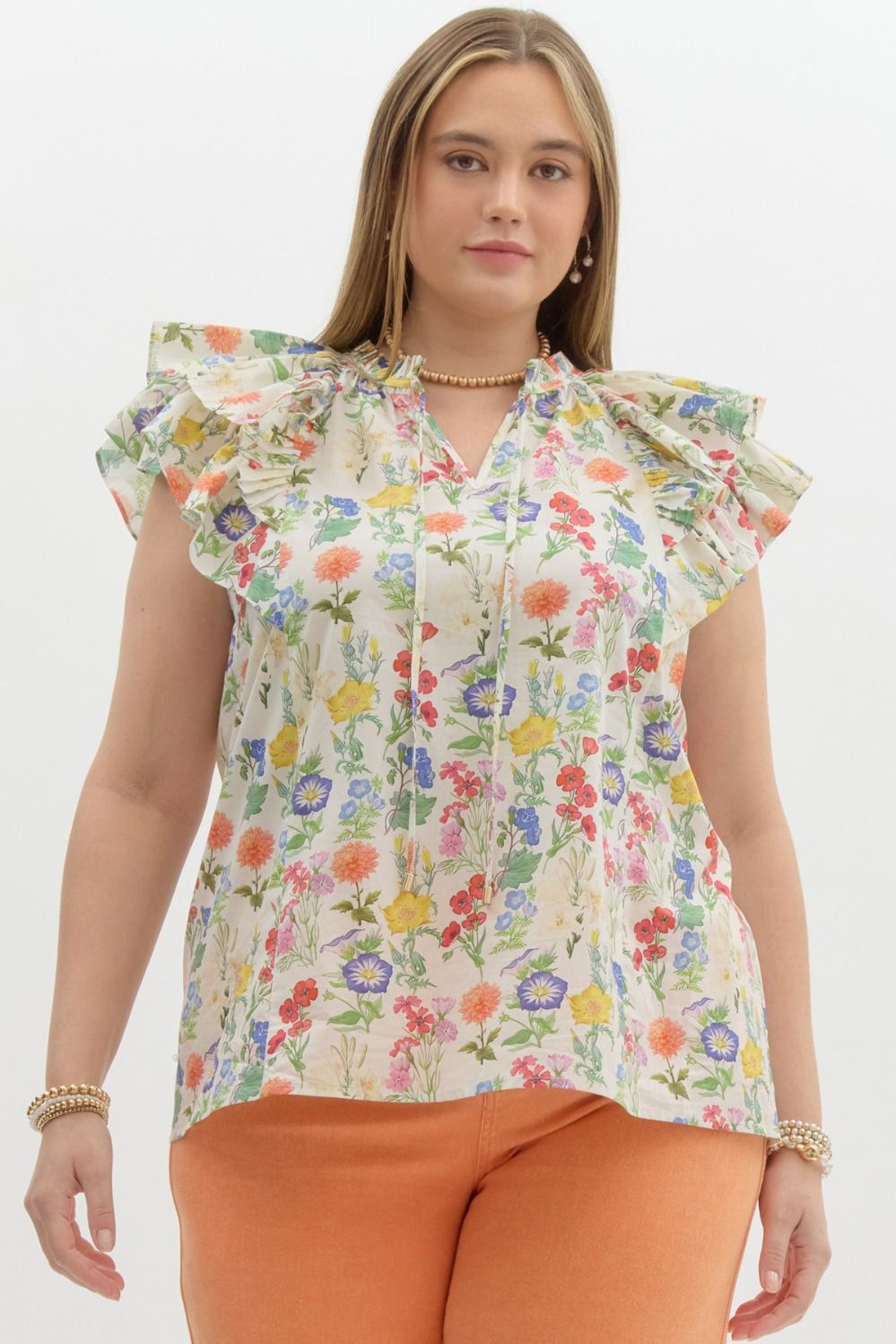 Alex Floral Print Ruffle Sleeve Blouse