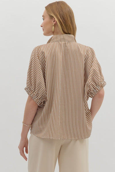 Striped Dolman Multi Collar Blouse