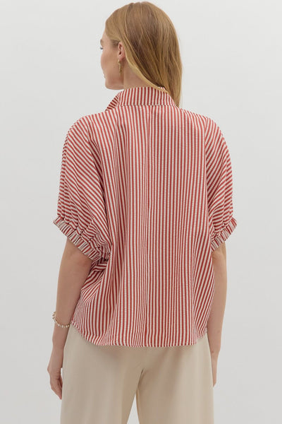 Striped Dolman Multi Collar Blouse