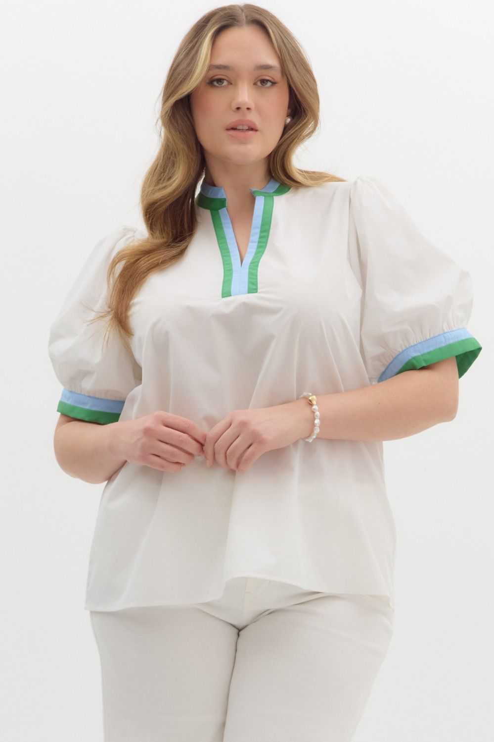 Gina Solid Puff Sleeve Blouse