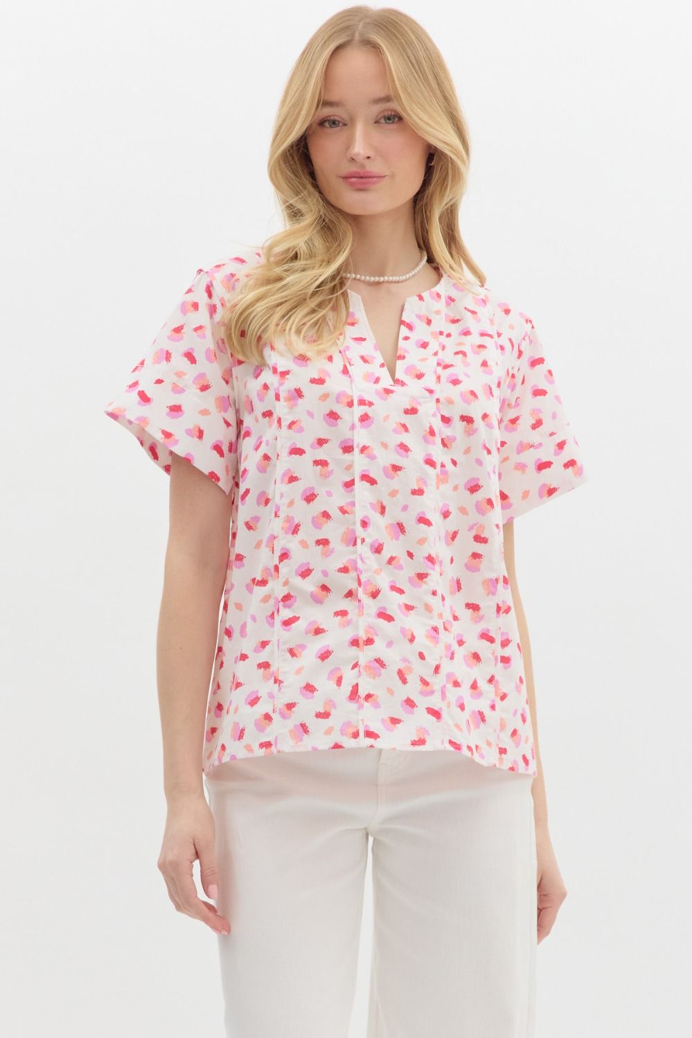 Alex Abstract Print Split Neck Blouse