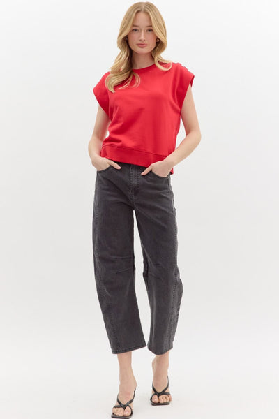 Matty Solid Terry Pullover Top