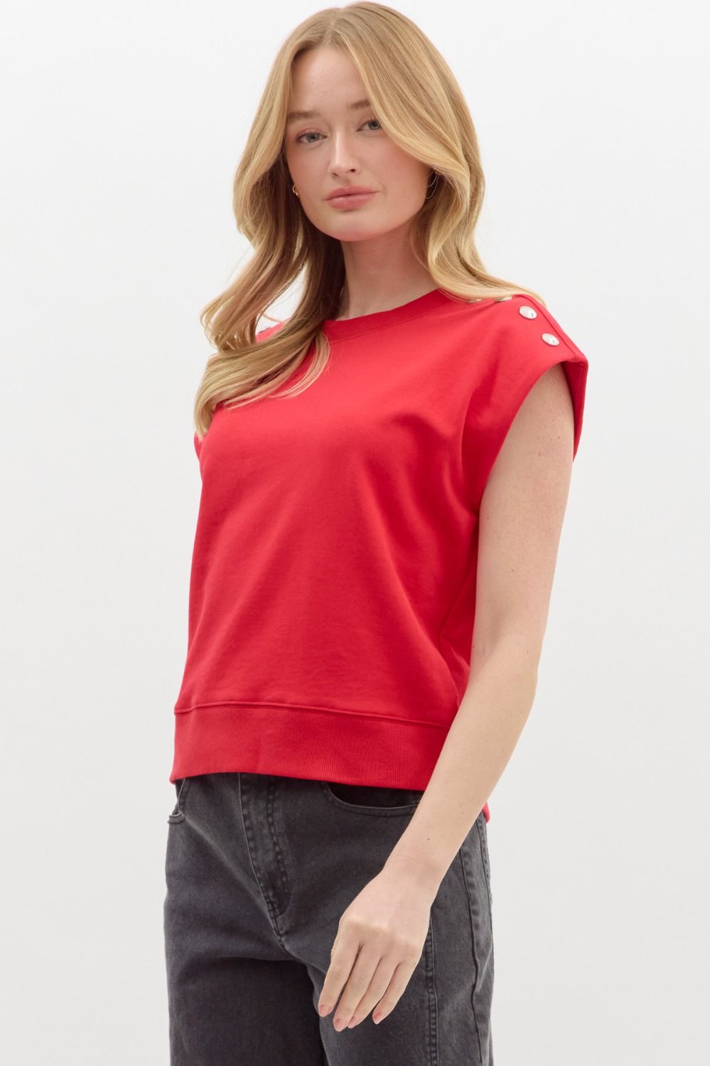 Matty Solid Terry Pullover Top