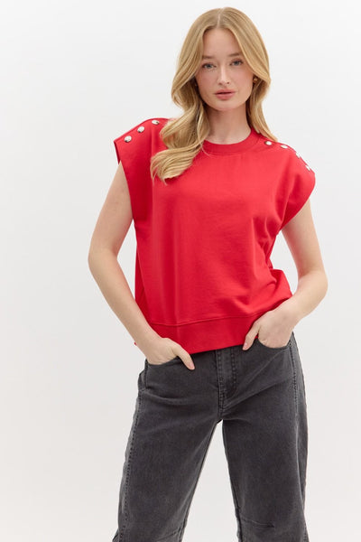 Matty Solid Terry Pullover Top