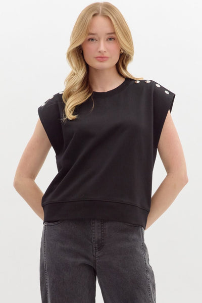 Matty Solid Terry Pullover Top