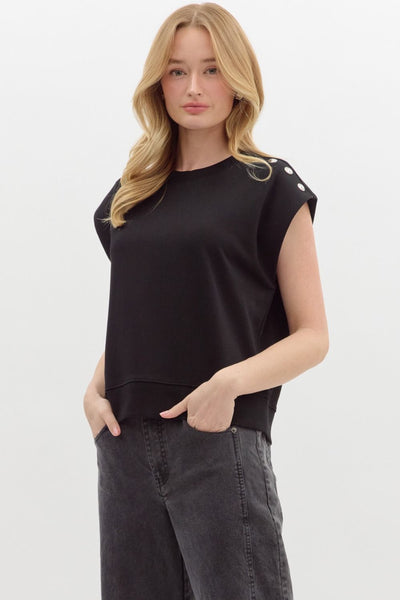 Matty Solid Terry Pullover Top