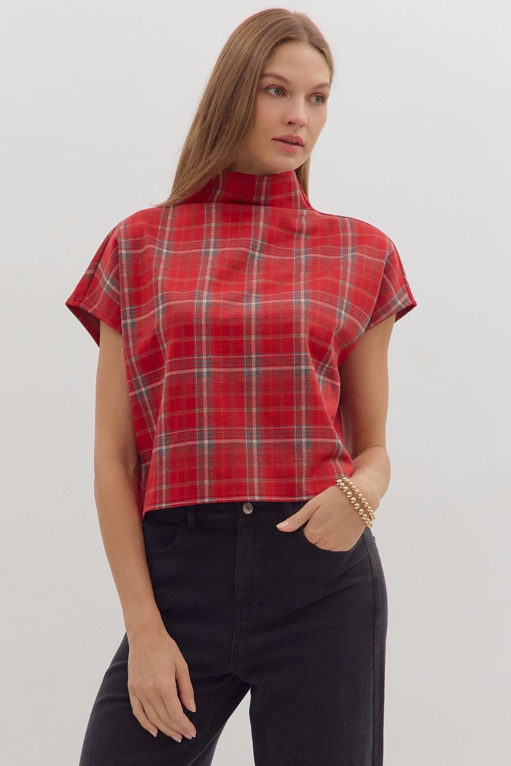 Red Plaid Blouse