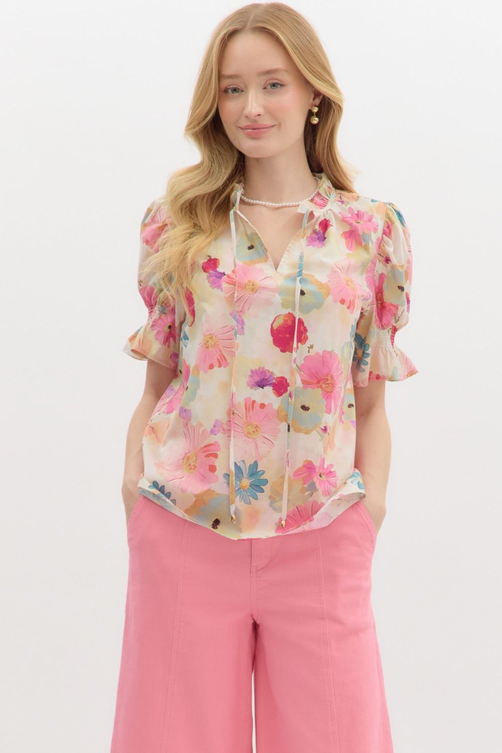 Sophia Floral Print Puff Sleeve Blouse
