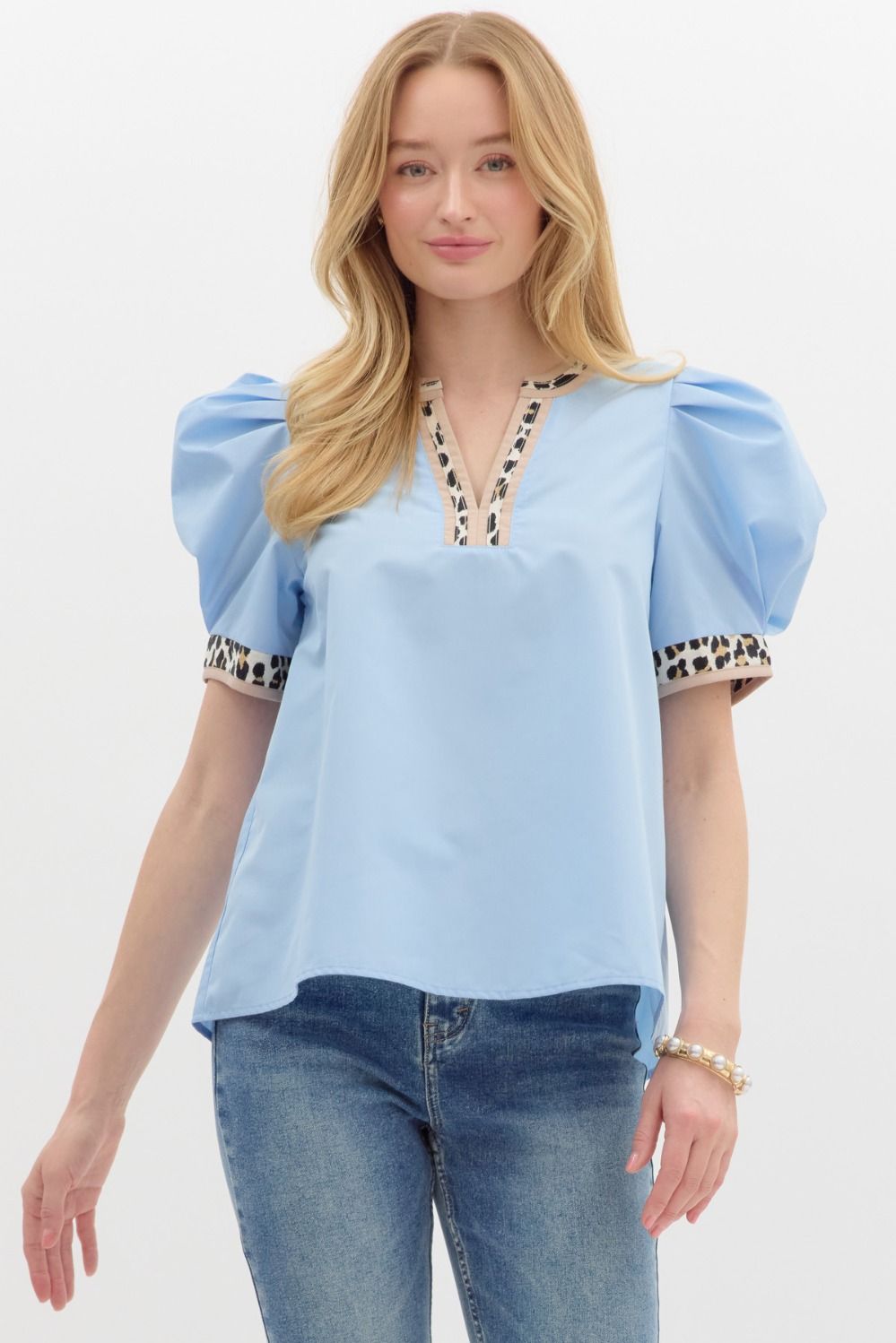 Tilly Light Blue Puff Sleeve Blouse