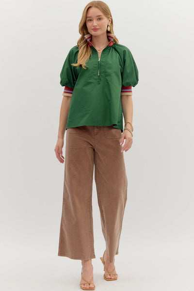 Hunter Zip Color Accent Blouse