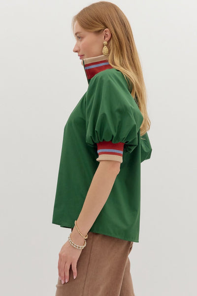 Hunter Zip Color Accent Blouse