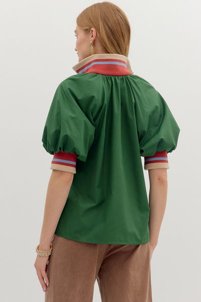 Hunter Zip Color Accent Blouse