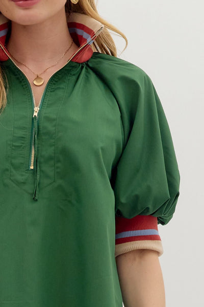 Hunter Zip Color Accent Blouse