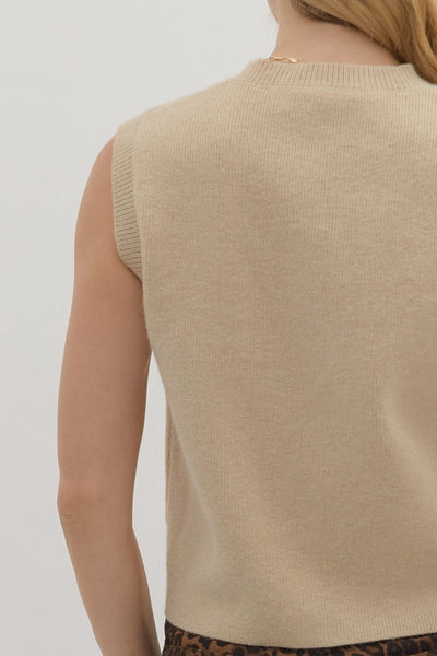 Ecru Sleeveless Button Top