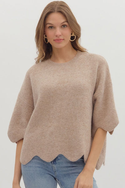 Taupe Knit Relaxed Sweater