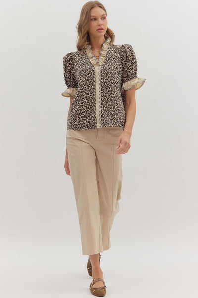 Twig Leopard Ruffle Blouse