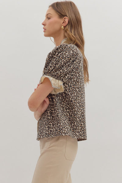 Twig Leopard Ruffle Blouse