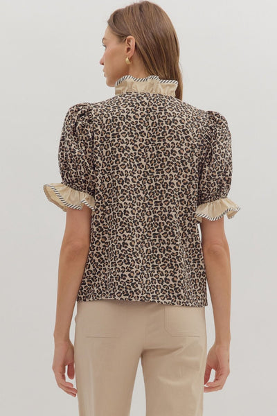 Twig Leopard Ruffle Blouse