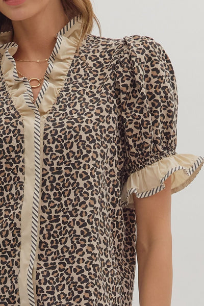 Twig Leopard Ruffle Blouse