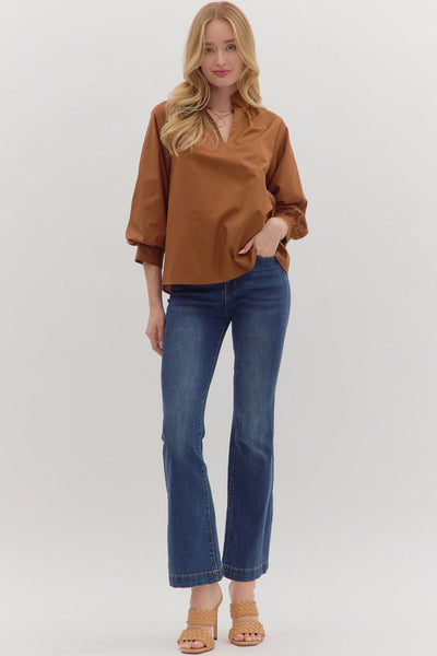 Solid High Neck Blouse