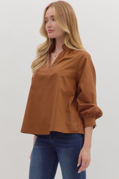 Solid High Neck Blouse