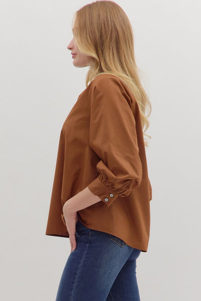 Solid High Neck Blouse