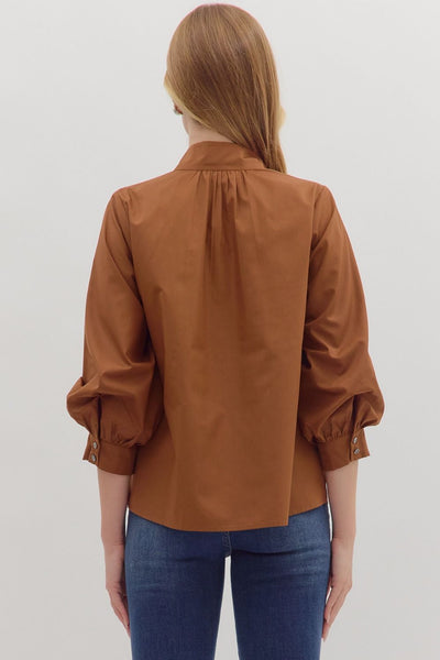 Solid High Neck Blouse