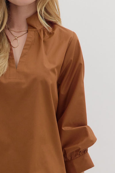 Solid High Neck Blouse