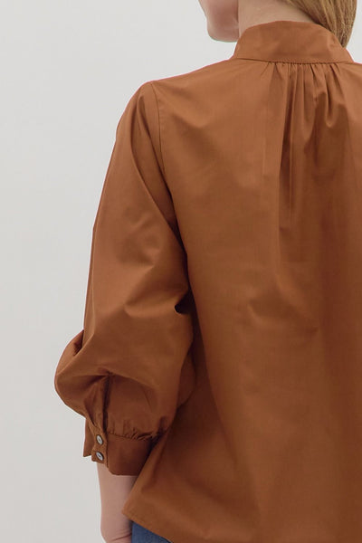 Solid High Neck Blouse