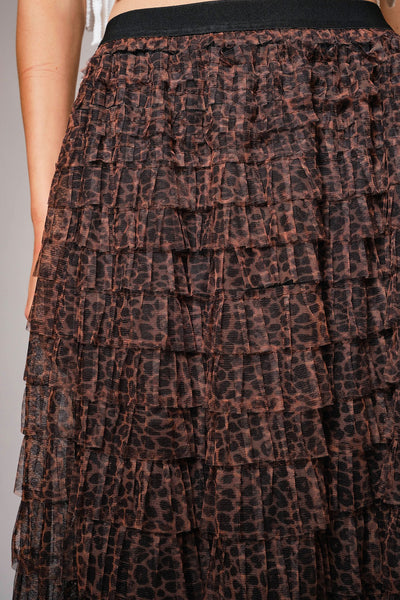 Helene High Waist Elastic Tiered Ruffle A-line Maxi Skirt