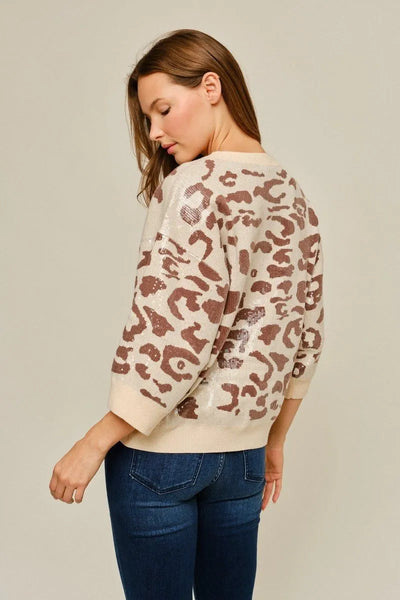 Sequin Leopard Sweater Top
