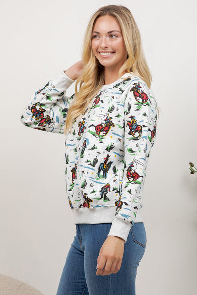 Cowboy Print Pullover