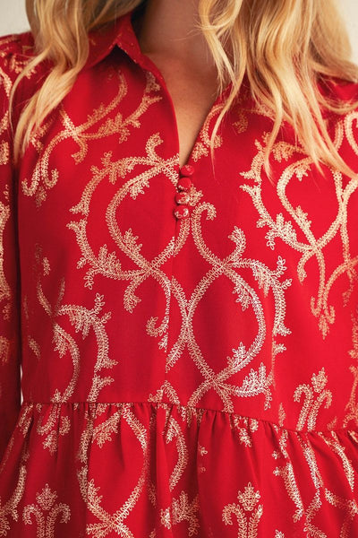 close up of red/gold material