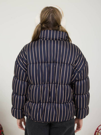Striped High Neck Puffer Jacket