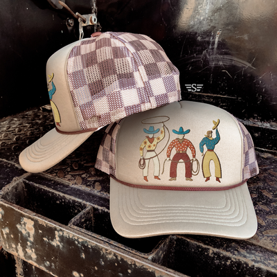 Neutral Vintage Cowboy Magna Pony® Mesh Foam Trucker Hat