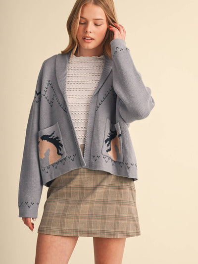Horse Knit Sweater Cardigan - 2 Colors