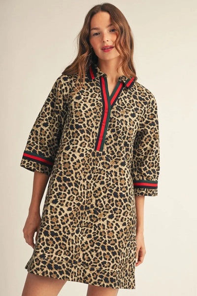 Trimmed Leopard Dress