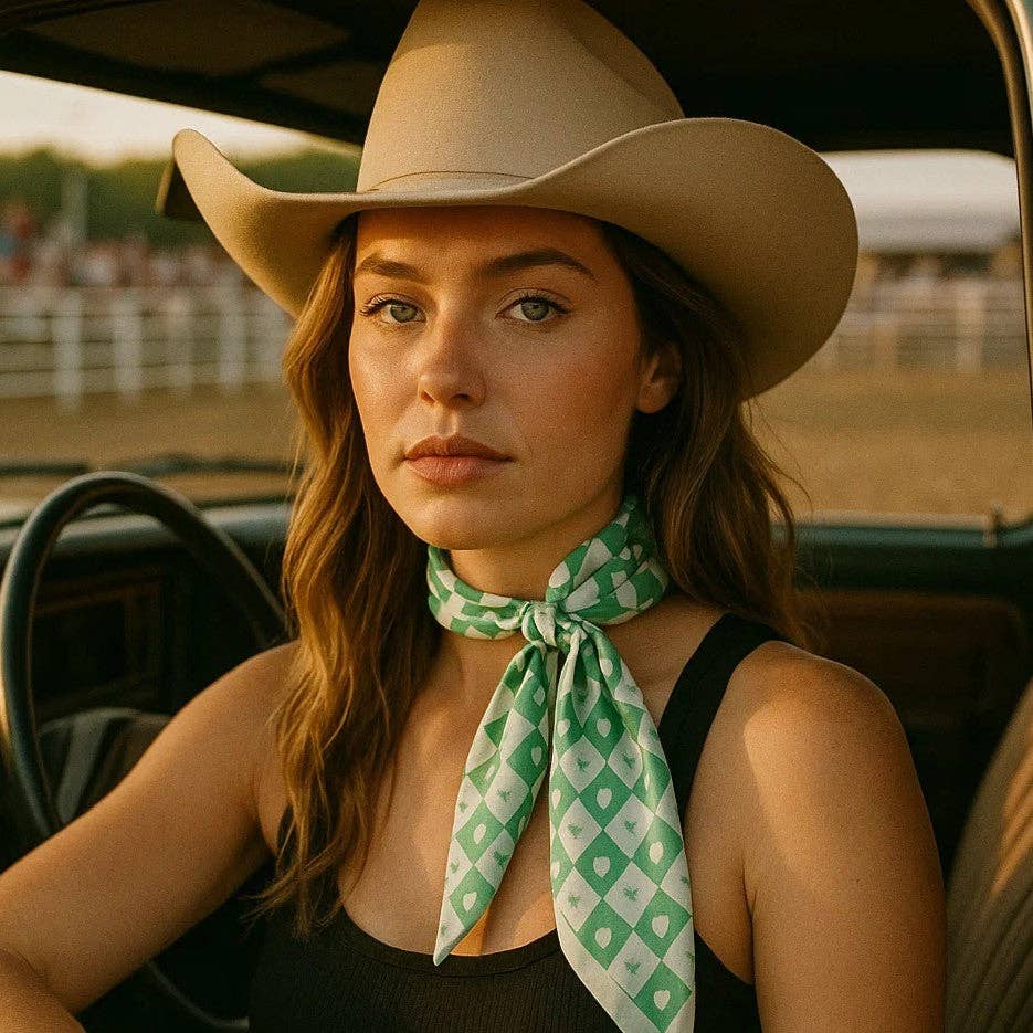 Green Western Skinny Mini Wild Rag Scarf / Cowgirl Necktie #TW109