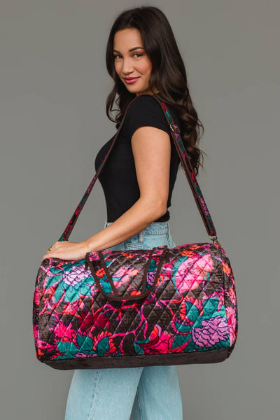 Dk. Brown & Multicolored Floral Duffel