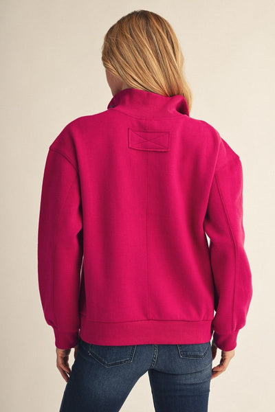 Kaylynn Fleece Lined High Neck Pullover - Magenta