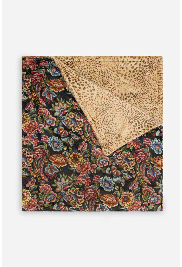 Couverture Réversible Johnny Was – Motif Floral Bandana, Polaire Douce, Taille Twin, Bleu Boho