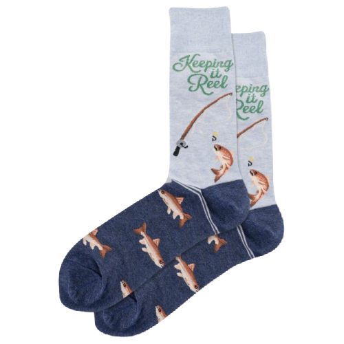 Keeping It Reel Men's Gray Fishing Socks
