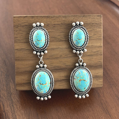Oval Pendant Dangle Earrings JE3935