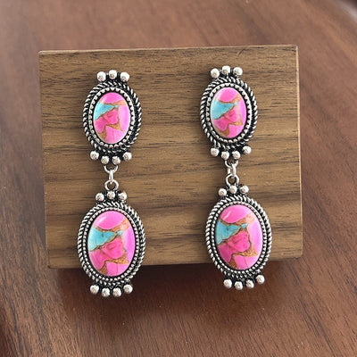 Oval Pendant Dangle Earrings JE3935