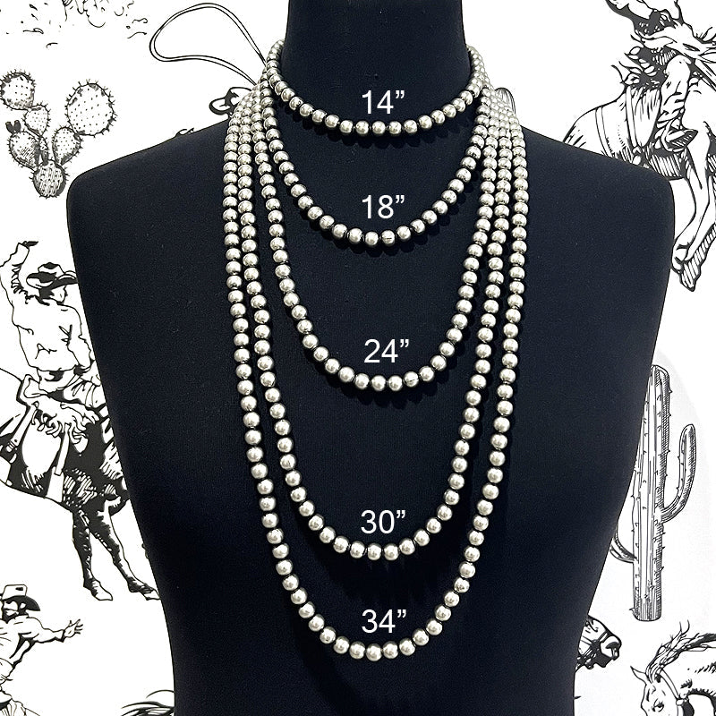 Northern 8mm Fashion Navajo Saucer Bead Necklace - Silver